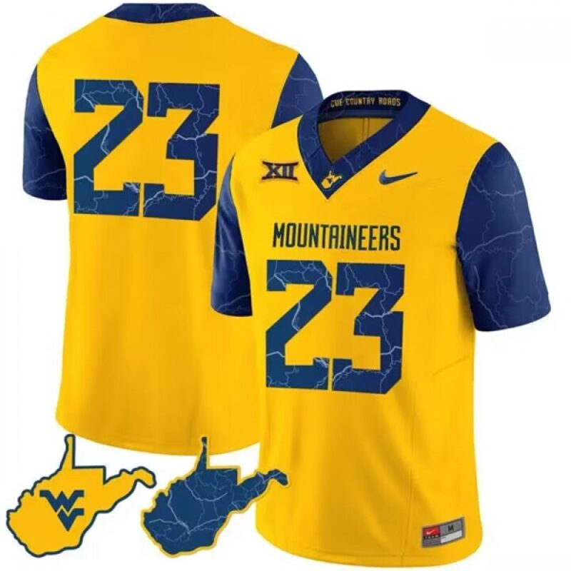 6861e060ce392_1 Men's West Virginia Mountaineers #6 Garrett Greene Gold 2023 F.U.S.E. Stitched Jersey