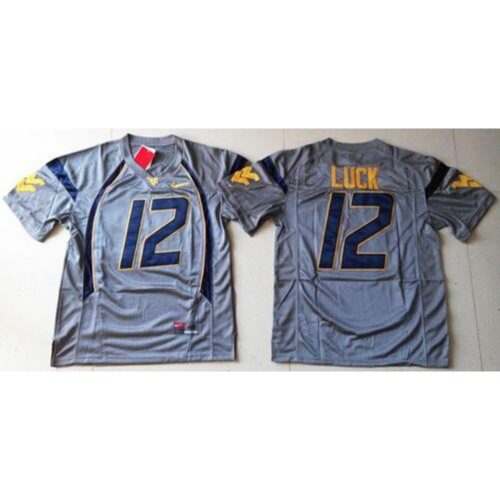 6861e0641b29f_1 Mountaineers #12 Oliver Luck Navy Blue Stitched NCAA Jersey