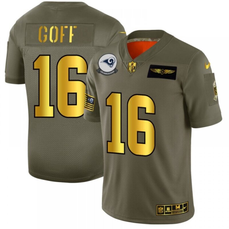 6861e064ad5e8_1 Men's Los Angeles Rams #16 Jared Goff 2019 Olive/Gold Salute To Service Limited Stitched NFL Jersey