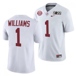 6861e0738c1c1_1 Men's Alabama Crimson Tide #1 Jameson Williams 2022 Patch White College Football Stitched Jersey