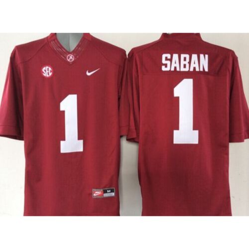 6861e07a422ac_1 Crimson Tide #1 Nick Saban Red Stitched NCAA Jersey