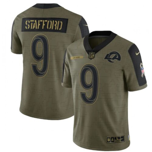 6861e081846db_1 Men's Los Angeles Rams #9 Matthew Stafford 2021 Olive Salute To Service Limited Stitched Jersey