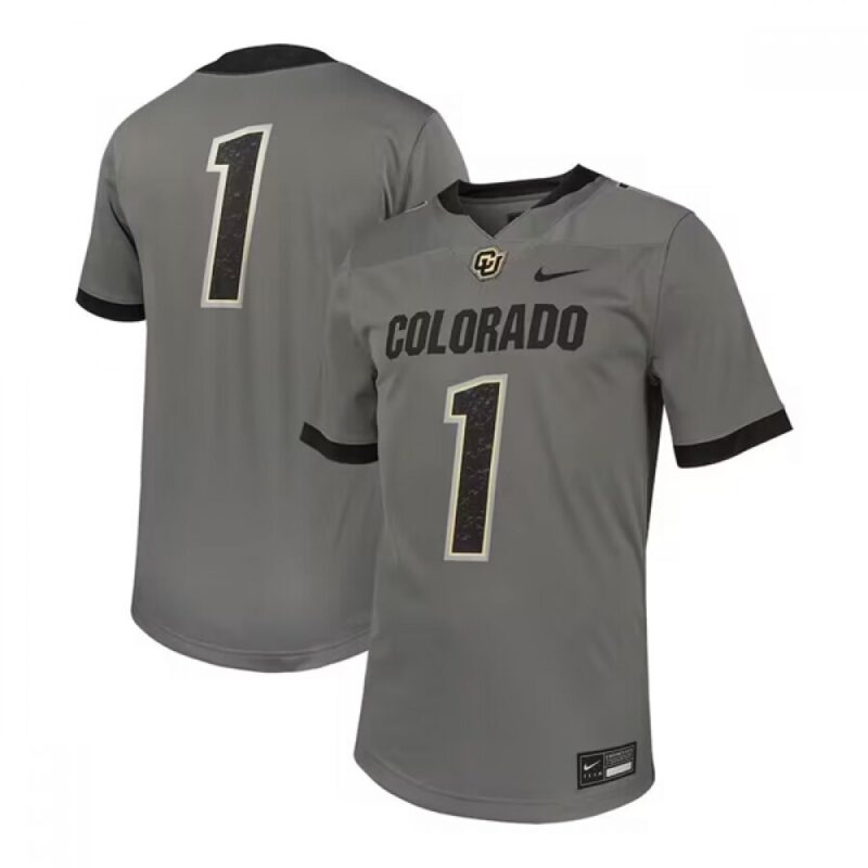 6861e0887a435_1 Men's Colorado Buffaloes #1 Gray Stitched Football Jersey