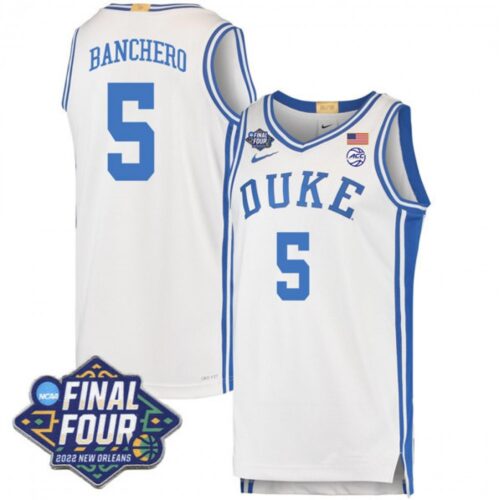6861e08bf046d_1 Men's Duke Blue Devils #5 Paolo Banchero 2022 White Final Four Stitched Basketball Jersey