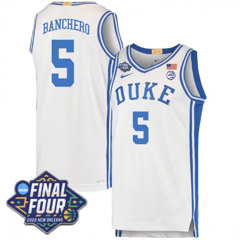 6861e08bf046d_1 Men's Duke Blue Devils #5 Paolo Banchero 2022 White Final Four Stitched Basketball Jersey