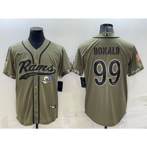 6861e09a01be9_1 Men's Los Angeles Rams #99 Aaron Donald Olive 2022 Salute to Service Cool Base Stitched Baseball Jersey