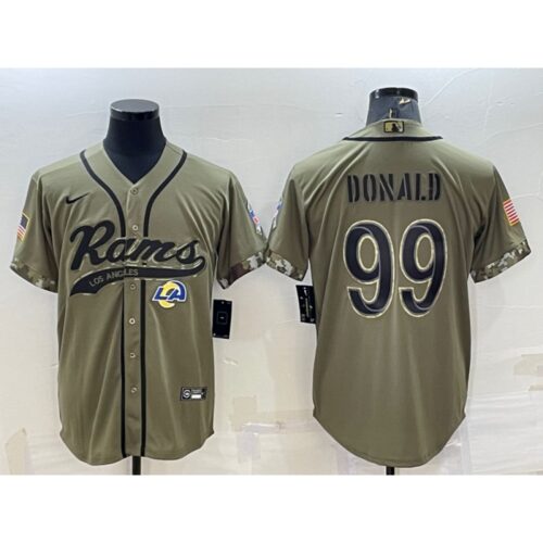 6861e09a01be9_1 Men's Los Angeles Rams #99 Aaron Donald Olive 2022 Salute to Service Cool Base Stitched Baseball Jersey