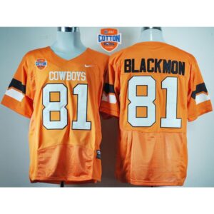 6861e0b986d7d_1 Cowboys #81 Justin Blackmon Orange Pro Combat 2014 Cotton Bowl Patch Stitched NCAA Jersey
