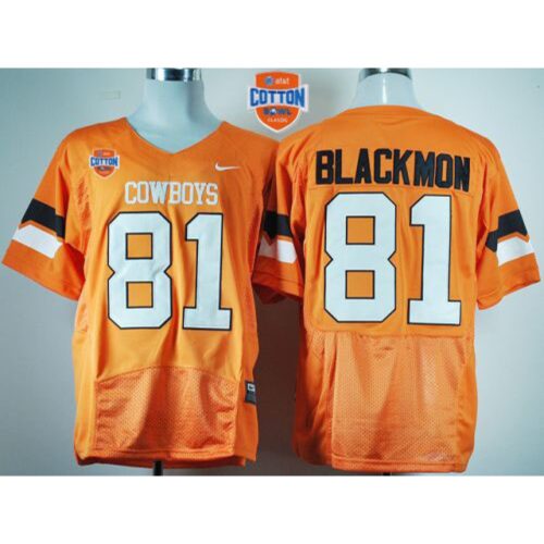 6861e0b986d7d_1 Cowboys #81 Justin Blackmon Orange Pro Combat 2014 Cotton Bowl Patch Stitched NCAA Jersey