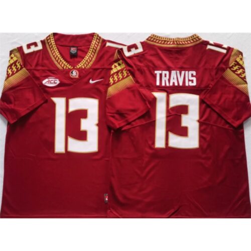 6861e0d365626_1 Florida State Seminoles Black #13 Travis Red Stitched Jersey