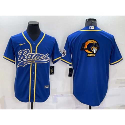 6861e0d8019cf_1 Men's Los Angeles Rams Royal Team Big Logo With Patch Cool Base Stitched Baseball Jersey