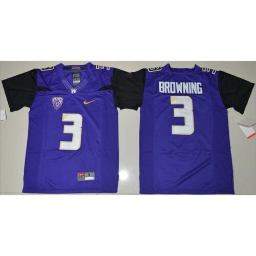 6861e0da7d06b_1 Huskies #3 Jake Browning Purple Limited Stitched Youth NCAA Jersey
