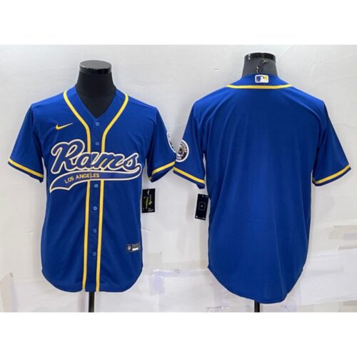 6861e0db00bbf_1 Men's Los Angeles Rams Blank Royal With Patch Cool Base Stitched Baseball Jersey