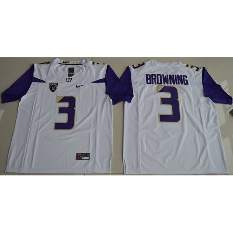6861e0de25a55_1 Huskies #3 Jake Browning White Limited Stitched NCAA Jersey