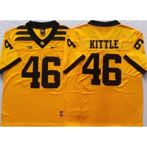 6861e0e80e750_1 Men's Iowa Hawkeyes #46 Kittle Black Yellow Jersey