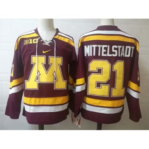 6861e0f3aa1ba_1 Men's Minnesota Golden Gophers #21 Mittelstadt Maroon Stitched Jersey