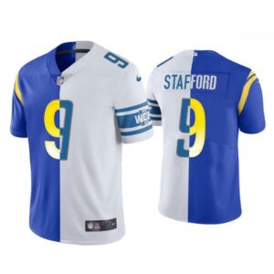 6861e105de88b_1 Men's Los Angeles Rams #9 Matthew Stafford Royal White Split Stitched Football Jersey