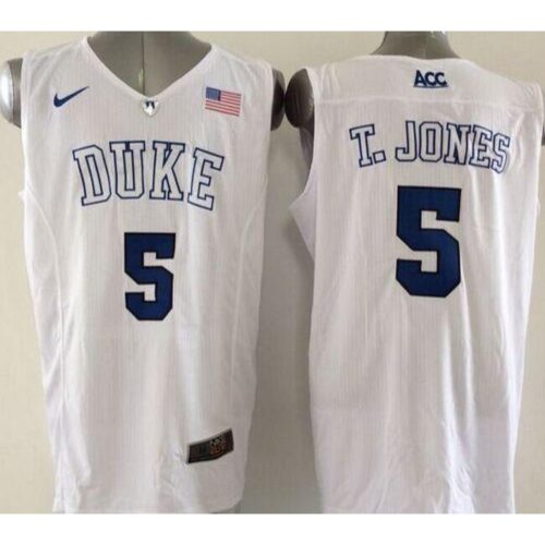 6861e132653fc_1 Blue Devils #5 Tyus Jones White Basketball Elite Stitched NCAA Jersey