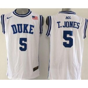 6861e135f0530_1 Blue Devils #5 Tyus Jones White Basketball New Stitched NCAA Jersey