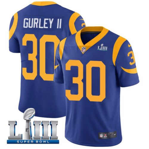 6861e168d57a3_1 Men's Los Angeles Rams #30 Todd Gurley II Royal Blue Super Bowl LIII Vapor Untouchable Limited Stitched NFL Jersey