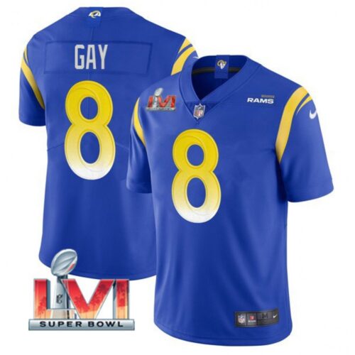 6861e1a284652_1 Men's Los Angeles Rams #8 Matt Gay 2022 Royal Super Bowl LVI Vapor Limited Stitched Jersey