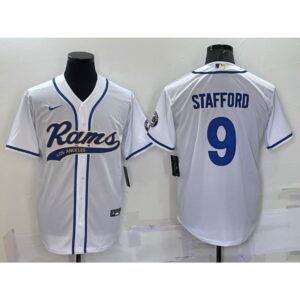 6861e1c3d2718_1 Men's Los Angeles Rams #9 Matthew Stafford White With Patch Cool Base Stitched Baseball Jersey