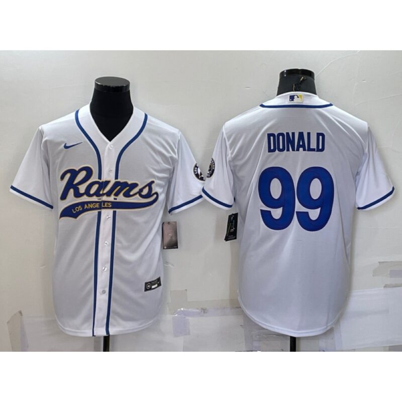6861e1c7240c1_1 Men's Los Angeles Rams #99 Aaron Donald White With Patch Cool Base Stitched Baseball Jersey
