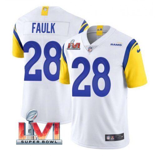 6861e23bc969c_1 Men's Los Angeles Rams #28 Marshall Faulk 2022 White Super Bowl LVI Vapor Limited Stitched Jersey
