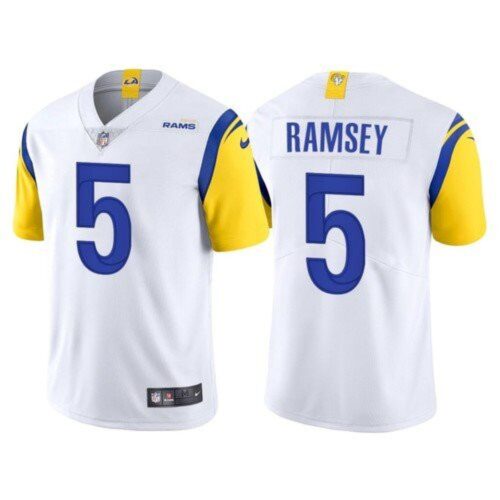 6861e264dd080_1 Men's Los Angeles Rams #5 Jalen Ramsey 2021 White Vapor Untouchable Limited Alternate Stitched Jersey