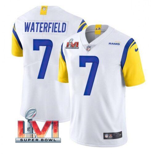 6861e27d88ac4_1 Men's Los Angeles Rams #7 Bob Waterfield 2022 White Super Bowl LVI Vapor Limited Stitched Jersey