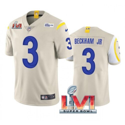 6861e2baaf0cb_1 Men's Los Angeles Rams #3 Odell Beckham Jr. 2022 Bone Super Bowl LVI Vapor Limited Stitched Jersey