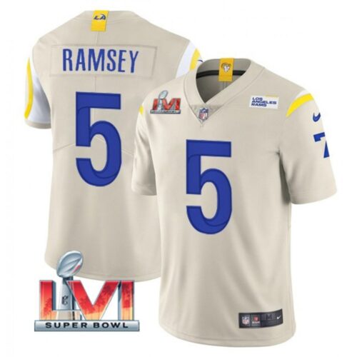 6861e2cd976b0_1 Men's Los Angeles Rams #5 Jalen Ramsey 2022 Bone Super Bowl LVI Vapor Limited Stitched Jersey