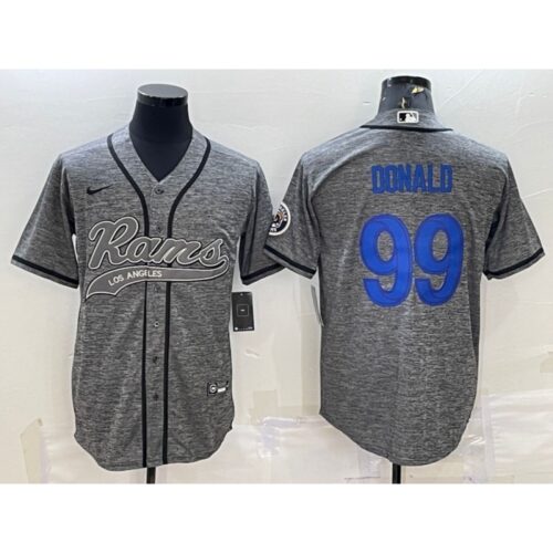 6861e3c2a89b4_1 Men's Los Angeles Rams #99 Aaron Donald Grey With Patch Cool Base Stitched Baseball Jersey