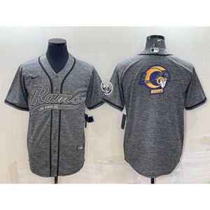 6861e3c5df230_1 Men's Los Angeles Rams Grey Team Big Logo With Patch Cool Base Stitched Baseball Jersey