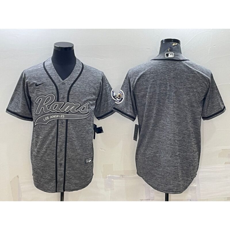6861e3c90b99b_1 Men's Los Angeles Rams Blank Grey With Patch Cool Base Stitched Baseball Jersey
