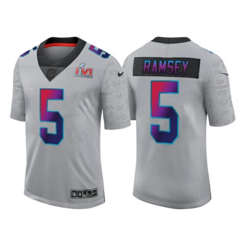 6861e3ee4a56a_1 Men's Los Angeles Rams #5 Jalen Ramsey 2022 Grey Super Bowl LVI Limited Stitched Jersey