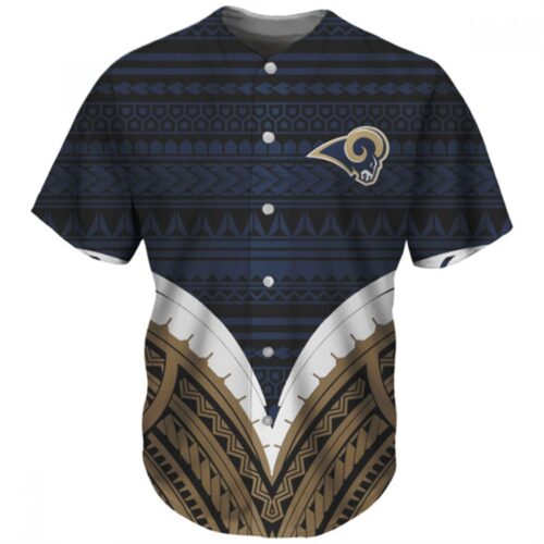 6861e3fbac259_1 Men's Los Angeles Rams Navy Baseball Jersey