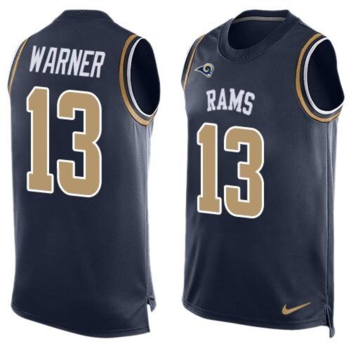 6861e41431d1f_1 Rams #13 Kurt Warner Navy Blue Team Color Men's Stitched NFL Limited Tank Top Jersey