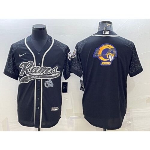 6861e4e746b30_1 Men's Los Angeles Rams Black Reflective Team Big Logo With Patch Cool Base Stitched Baseball Jersey