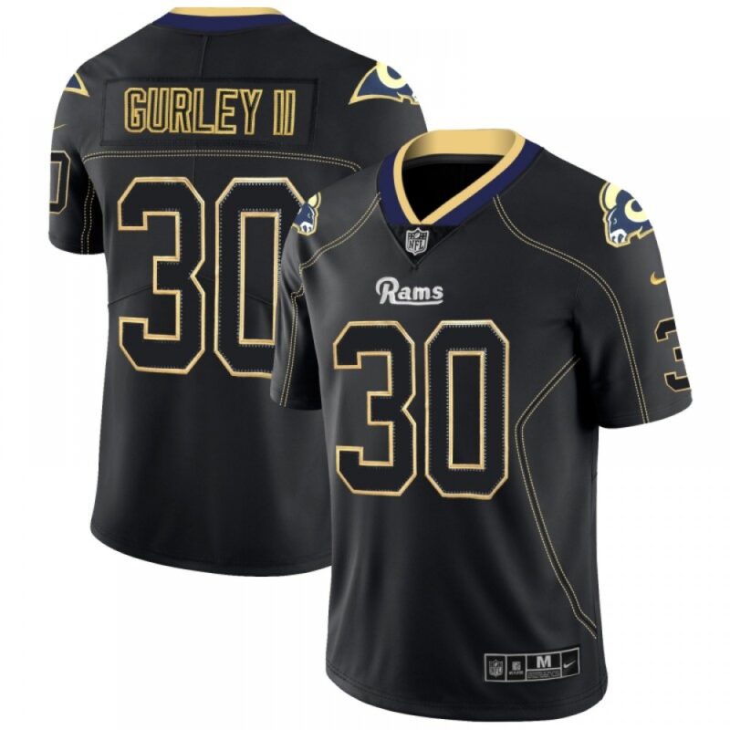 6861e56b463d3_1 Men's Los Angeles Rams #30 Todd Gurley II NFL 2018 Lights Out Black Color Rush Limited Jersey