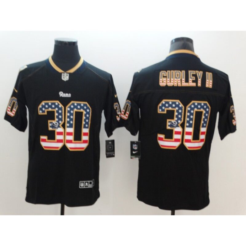 6861e56e9aaf7_1 Men's Los Angeles Rams #30 Todd Gurley II 2018 Black USA Flag Color Rush Limited Fashion NFL Stitched Jersey