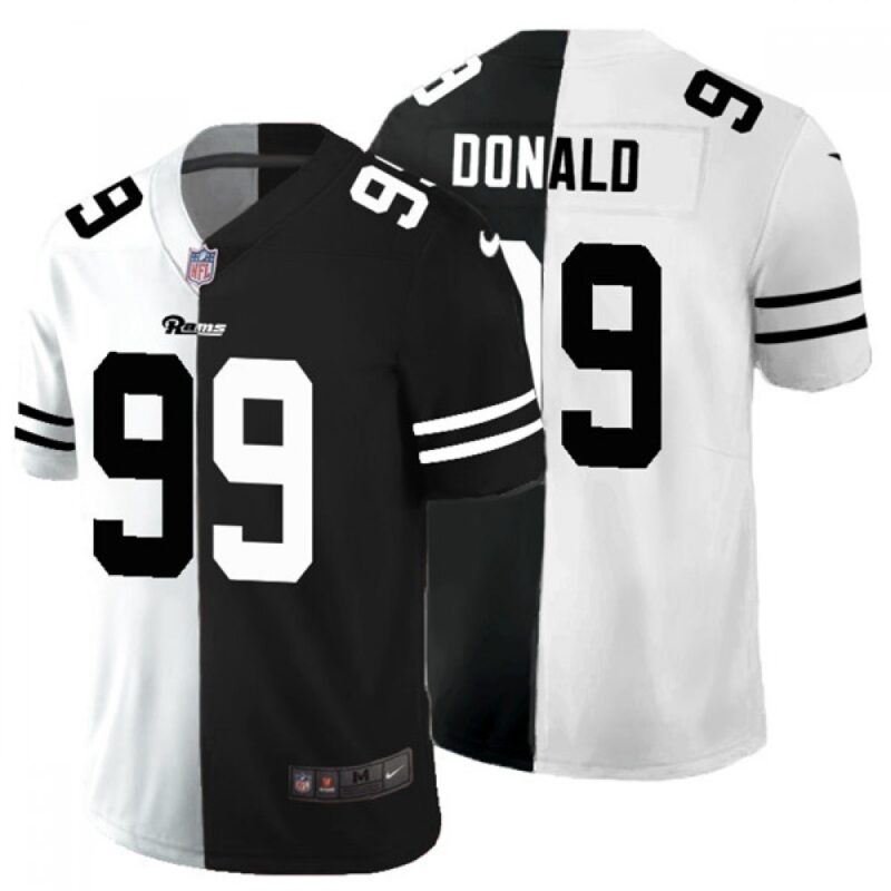 6861e5aab7d78_1 Men's Los Angeles Rams #99 Aaron Donald Black & White Split Limited Stitched Jersey