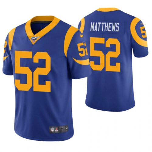 6861e5f7dbf04_1 Men's Los Angeles Rams #52 Clay Matthews Blue 2019 100th Season Vapor Untouchable Limited Stitched NFL Jersey