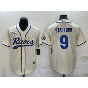 6861e5fe76004_1 Men's Los Angeles Rams #9 Matthew Stafford Bone Cool Base Stitched Baseball Jersey