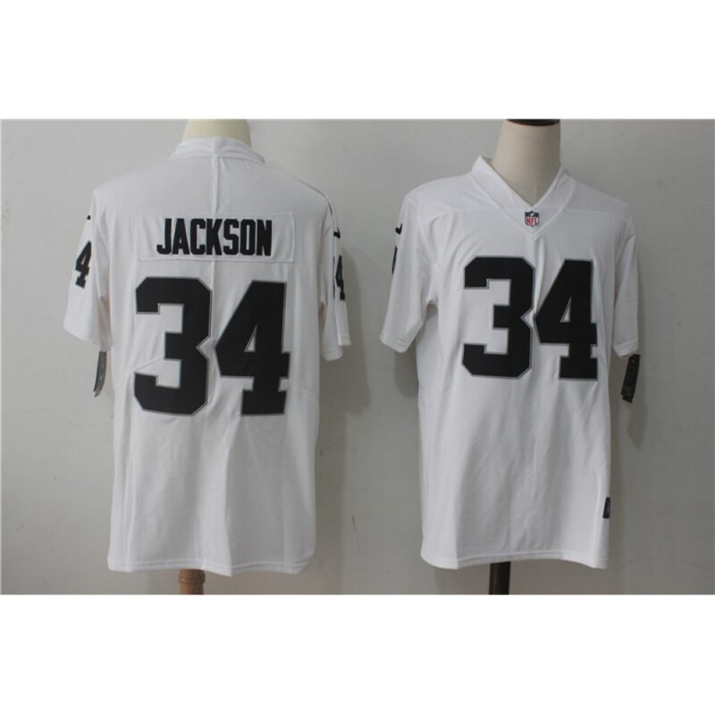 Men's  Oakland Raiders #34 Bo Jackson White Stitched NFL Vapor Untouchable Limited Jersey