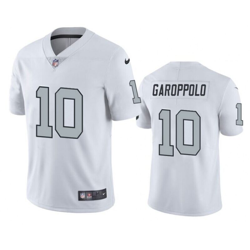 6861ec80c4fa0_1 Men's Las Vegas Raiders #10 Jimmy Garoppolo White Color Rush Limited Stitched Football Jersey
