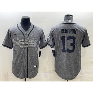6861ed7f68c4c_1 Men's Las Vegas Raiders #13 Hunter Renfrow Grey With Patch Cool Base Stitched Baseball Jersey