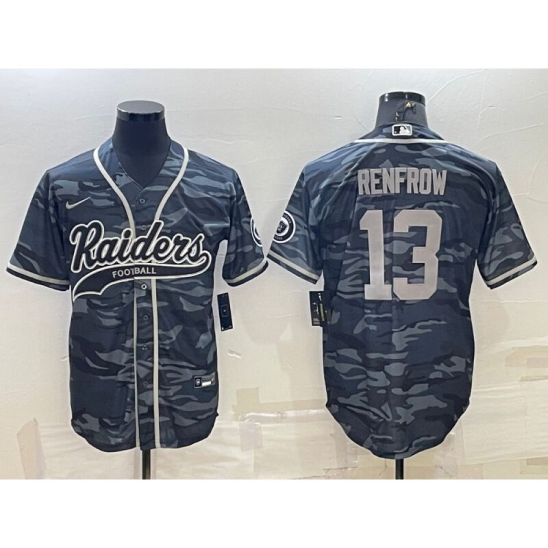 6861ed82e7b5b_1 Men's Las Vegas Raiders #13 Hunter Renfrow Grey Camo With Patch Cool Base Stitched Baseball Jersey