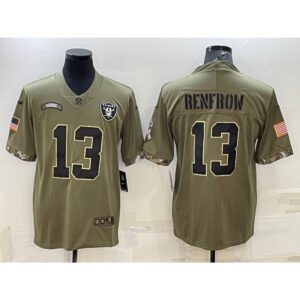 6861ee2624eb8_1 Men's Las Vegas Raiders #13 Hunter Renfrow 2022 Olive Salute To Service Limited Stitched Football Jersey