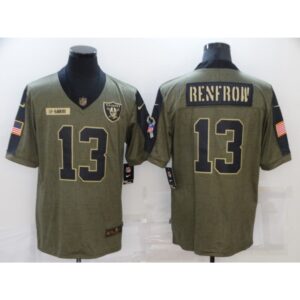6861ee2cb96f7_1 Men's Las Vegas Raiders #13 Hunter Renfrow 2021 Olive Salute To Service Limited Stitched Jersey